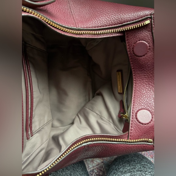 GUC Tory Burch Half Moon Satchel Claret / Burgundy - Picture 7 of 12